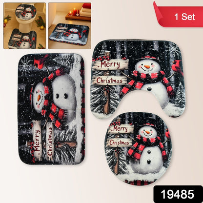 3 in 1 Christmas-Themed Bathroom Mat - (1 Set)